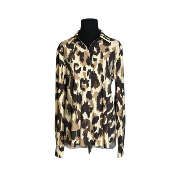 LYSSE animal print Connie slim button down long sleeves shirt size Small - Picture 15 of 16